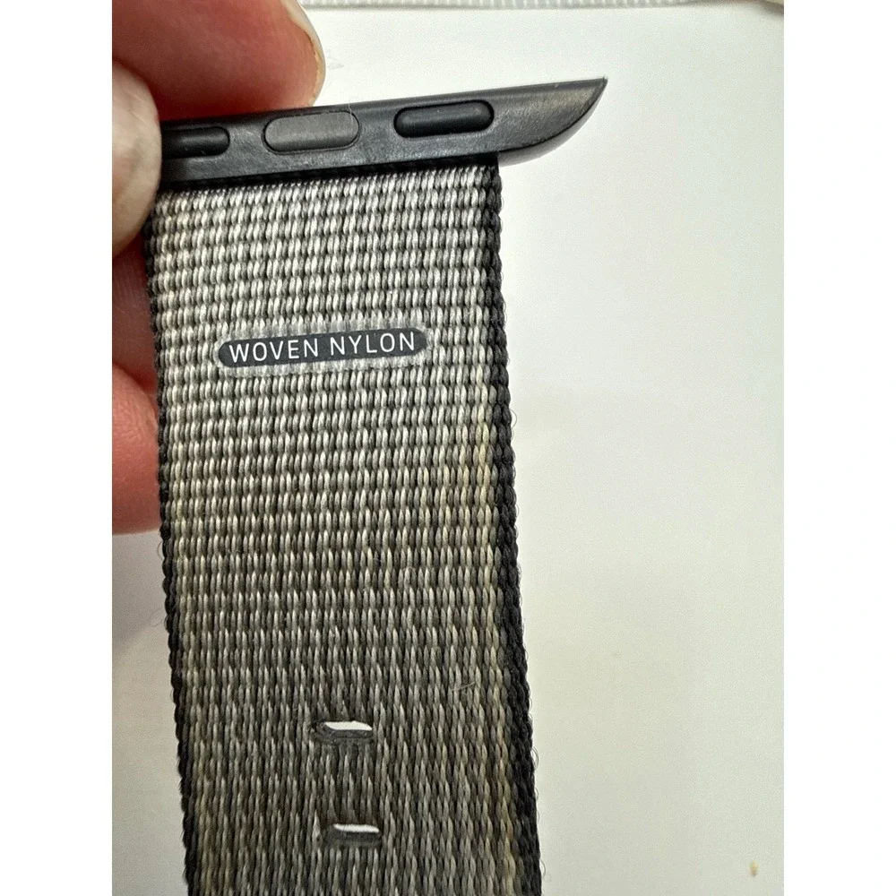 Apple Watch Woven Nylon Band Black Gray Striped 38mm 40mm 41mm Strap